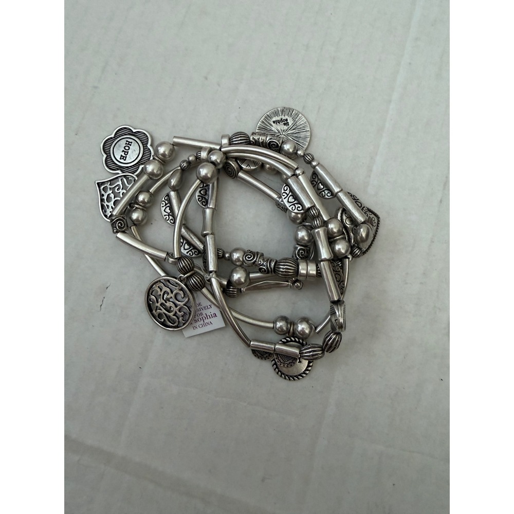 Lia Sophia Menagerie Silver Tone Stretch Charm Bracelet